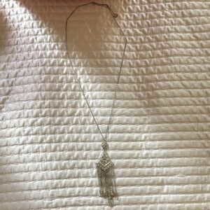 Silver Fringe Pendant Necklace